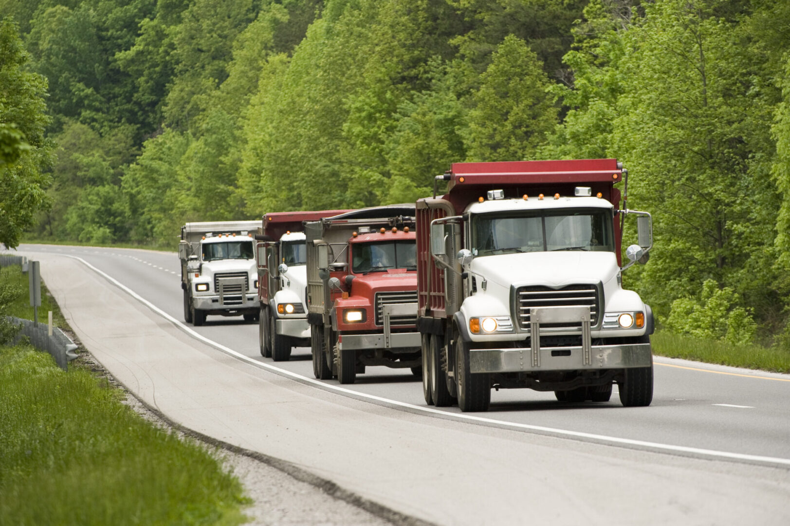 Dump Trucks On Highway